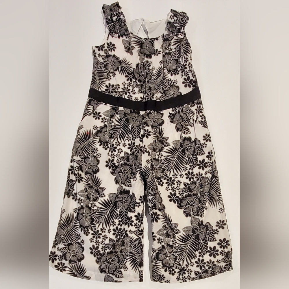 Janie and Jack California Sun Hibiscus Floral Jumpsuit Girls Size 18-24 Months